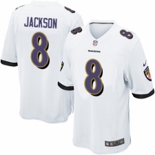 Men's Nike Baltimore Ravens #8 Lamar Jackson Game White NFL Jersey