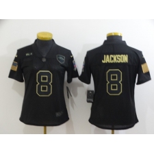 Women's Baltimore Ravens #8 Lamar Jackson Black Nike 2020 Salute To Service Limited Jersey