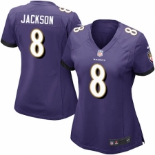 Women's Nike Baltimore Ravens #8 Lamar Jackson Game Purple Team Color NFL Jersey