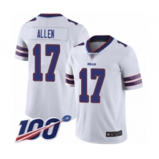 Men's Nike Buffalo Bills #17 Josh Allen White Vapor Untouchable Limited Player 100th Season NFL Jersey