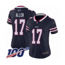 Women's Nike Buffalo Bills #17 Josh Allen Limited Navy Blue Inverted Legend 100th Season NFL Jersey