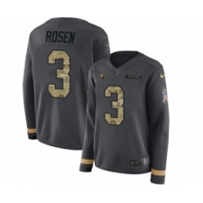 Women's Nike Arizona Cardinals #3 Josh Rosen Limited Black Salute to Service Therma Long Sleeve NFL Jersey