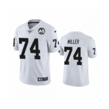 Men's Oakland Raiders #74 Kolton Miller White 60th Anniversary Vapor Untouchable Limited Player 100th Season Football Jersey