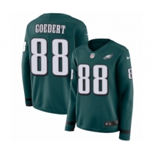 Women's Nike Philadelphia Eagles #88 Dallas Goedert Limited Green Therma Long Sleeve NFL Jersey