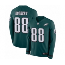 Youth Nike Philadelphia Eagles #88 Dallas Goedert Limited Green Therma Long Sleeve NFL Jersey