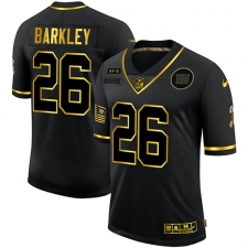 Men's New York Giants #26 Saquon Barkley Olive Gold Nike 2020 Salute To Service Limited Jersey