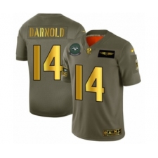 Men's New York Jets #14 Sam Darnold Limited Olive Gold 2019 Salute to Service Football Jersey