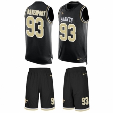 Men's Nike New Orleans Saints #93 Marcus Davenport Limited Black Tank Top Suit NFL Jersey