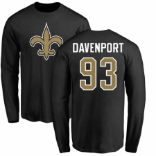 NFL Nike New Orleans Saints #93 Marcus Davenport Black Name & Number Logo Long Sleeve T-Shirt