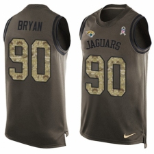 Men's Nike Jacksonville Jaguars #90 Taven Bryan Limited Green Salute to Service Tank Top NFL Jersey