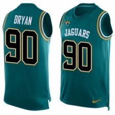 Men's Nike Jacksonville Jaguars #90 Taven Bryan Limited Teal Green Player Name & Number Tank Top NFL Jersey