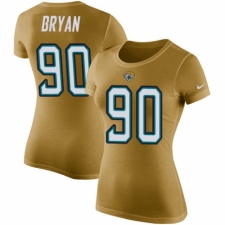 NFL Women's Nike Jacksonville Jaguars #90 Taven Bryan Gold Rush Pride Name & Number T-Shirt