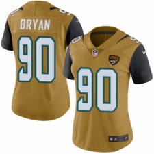 Women's Nike Jacksonville Jaguars #90 Taven Bryan Limited Gold Rush Vapor Untouchable NFL Jersey