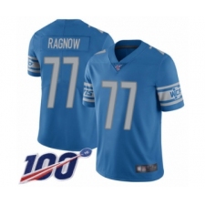 Men's Detroit Lions #77 Frank Ragnow Blue Team Color Vapor Untouchable Limited Player 100th Season Football Jersey