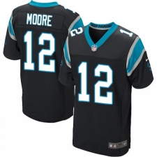 Men's Nike Carolina Panthers #12 D.J. Moore Elite Black Team Color NFL Jersey