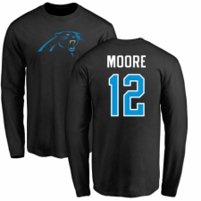 NFL Nike Carolina Panthers #12 D.J. Moore Black Name & Number Logo Long Sleeve T-Shirt