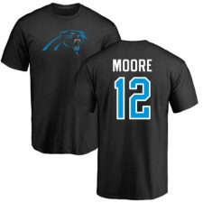 NFL Nike Carolina Panthers #12 D.J. Moore Black Name & Number Logo T-Shirt
