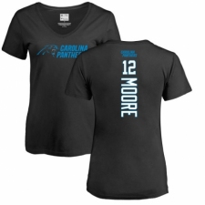 NFL Women's Nike Carolina Panthers #12 D.J. Moore Black Backer T-Shirt
