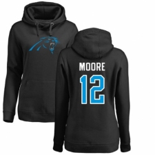 NFL Women's Nike Carolina Panthers #12 D.J. Moore Black Name & Number Logo Pullover Hoodie