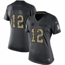 Women's Nike Carolina Panthers #12 D.J. Moore Limited Black 2016 Salute to Service NFL Jersey