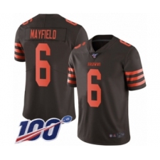 Men's Cleveland Browns #6 Baker Mayfield Limited Brown Rush 100th Season Vapor Untouchable Football Jersey