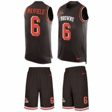 Men's Nike Cleveland Browns #6 Baker Mayfield Limited Brown Tank Top Suit NFL Jersey