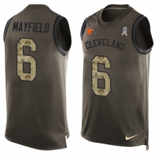 Men's Nike Cleveland Browns #6 Baker Mayfield Limited Green Salute to Service Tank Top NFL Jersey