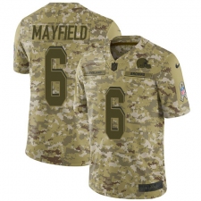 Youth Nike Cleveland Browns #6 Baker Mayfield Limited Camo 2018 Salute to Service NFL Jersey
