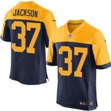 Men's Nike Green Bay Packers #37 Josh Jackson Elite Navy Blue Alternate NFL Jersey