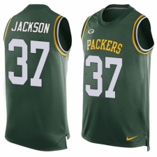 Men's Nike Green Bay Packers #37 Josh Jackson Limited Green Player Name & Number Tank Top NFL Jersey