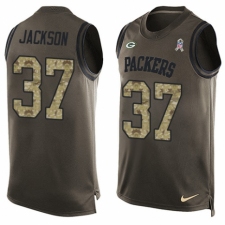 Men's Nike Green Bay Packers #37 Josh Jackson Limited Green Salute to Service Tank Top NFL Jersey