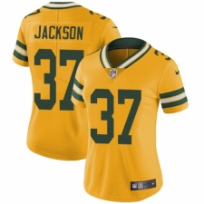 Women's Nike Green Bay Packers #37 Josh Jackson Limited Gold Rush Vapor Untouchable NFL Jersey
