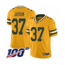Youth Green Bay Packers #37 Josh Jackson Limited Gold Inverted Legend 100th Season Football Jersey