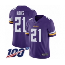 Men's Minnesota Vikings #21 Mike Hughes Purple Team Color Vapor Untouchable Limited Player 100th Season Football Jersey