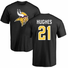 NFL Nike Minnesota Vikings #21 Mike Hughes Black Name & Number Logo T-Shirt