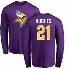 NFL Nike Minnesota Vikings #21 Mike Hughes Purple Name & Number Logo Long Sleeve T-Shirt
