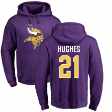 NFL Nike Minnesota Vikings #21 Mike Hughes Purple Name & Number Logo Pullover Hoodie