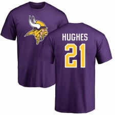 NFL Nike Minnesota Vikings #21 Mike Hughes Purple Name & Number Logo T-Shirt