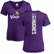 NFL Women's Nike Minnesota Vikings #21 Mike Hughes Purple Backer Slim Fit T-Shirt