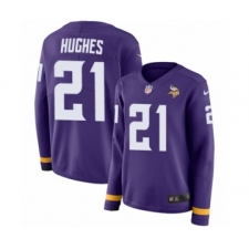 Women's Nike Minnesota Vikings #21 Mike Hughes Limited Purple Therma Long Sleeve NFL Jersey