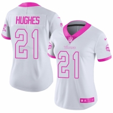 Women's Nike Minnesota Vikings #21 Mike Hughes Limited White Pink Rush Fashion NFL Jersey