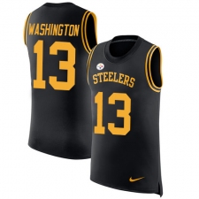 Men's Nike Pittsburgh Steelers #13 James Washington Black Rush Player Name & Number Tank Top NFL Jersey