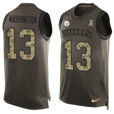 Men's Nike Pittsburgh Steelers #13 James Washington Limited Green Salute to Service Tank Top NFL Jersey