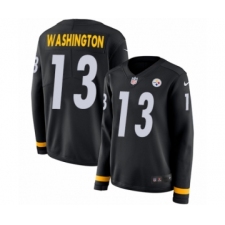 Women's Nike Pittsburgh Steelers #13 James Washington Limited Black Therma Long Sleeve NFL Jersey