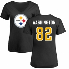 Women's Nike Pittsburgh Steelers #82 James Washington Black Name & Number Logo Slim Fit T-Shirt