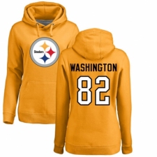 Women's Nike Pittsburgh Steelers #82 James Washington Gold Name & Number Logo Pullover Hoodie