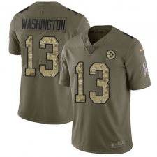 Youth Nike Pittsburgh Steelers #13 James Washington Limited Olive Camo 2017 Salute to Service NFL Jersey