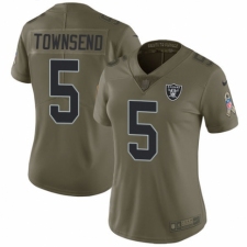 Women's Nike Oakland Raiders #5 Johnny Townsend Limited Olive 2017 Salute to Service NFL Jersey