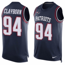 Men's Nike New England Patriots #94 Adrian Clayborn Limited Navy Blue Player Name & Number Tank Top NFL Jersey