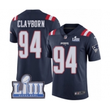Men's Nike New England Patriots #94 Adrian Clayborn Limited Navy Blue Rush Vapor Untouchable Super Bowl LIII Bound NFL Jersey